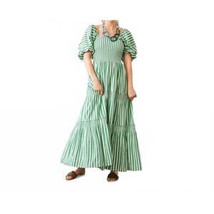 NEW SUNSHINE TIENDA stripe tula maxi dress in green